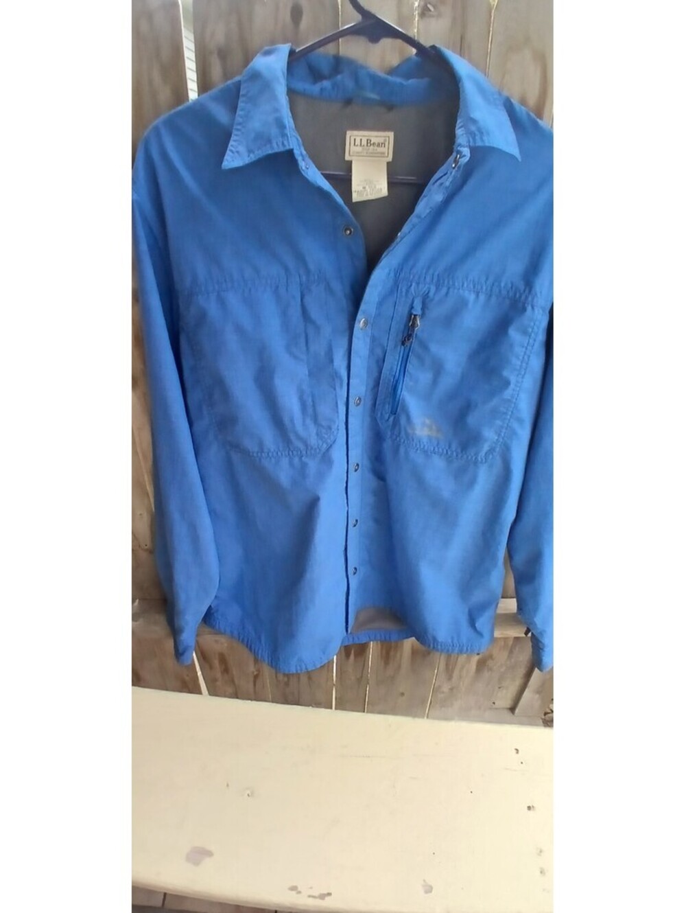 LL Bean M Windbreaker Snap Button Shirt Jacket Blue Mesh Lined Men 285663 Nylon